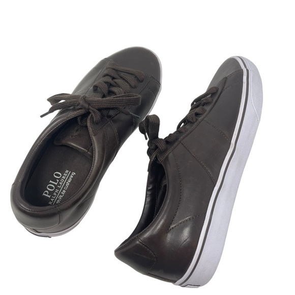 Polo Ralph Lauren Mens Size 10 Sayer Dark Brown Leather Shoes lace New main image 4